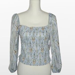 O'Neill Blue and Cream Paisley Blouse